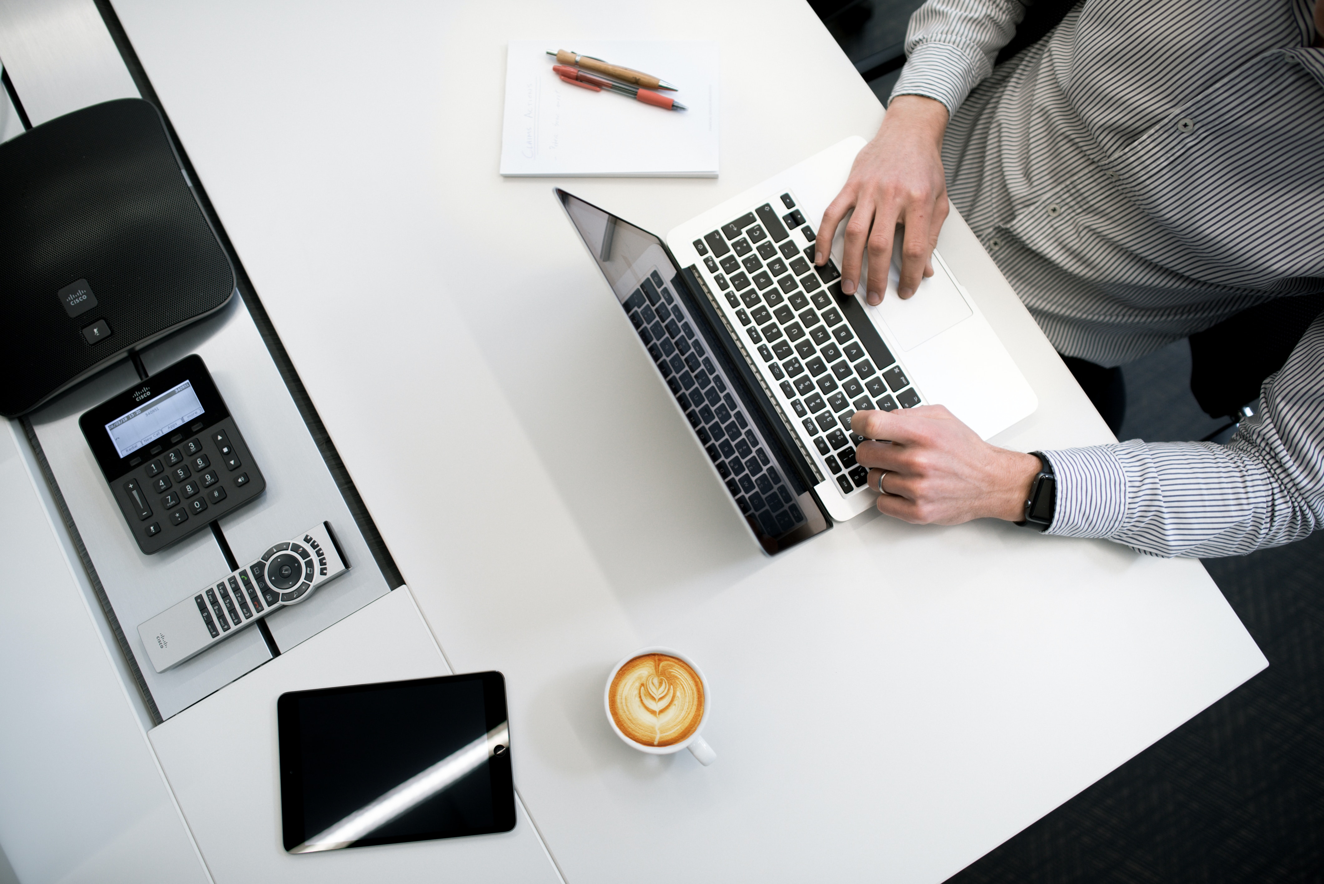 a business major works on a computor