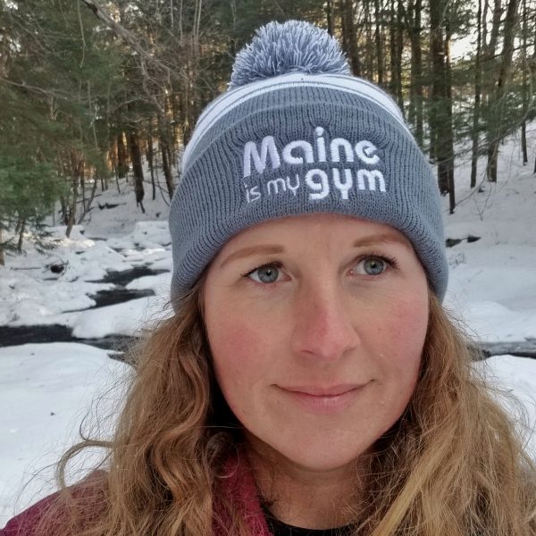 maine is my gym winter hat with pom pom